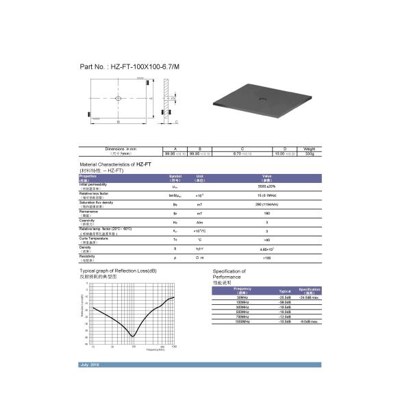 Semi Anechoic Chamber Ferrite Tile Absorber For Emc Test