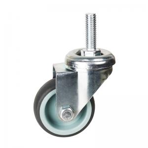 China 3 Soft Grey TPR Hand Cart Wheels M10 Threaded Stem Total Lock Swivel Casters For Wooden Floors wholesale