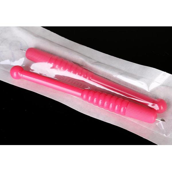 Embroidery Metal Manual Eyebrow Tattoo Pen , Pink Permanent Makeup Tattoo Pen