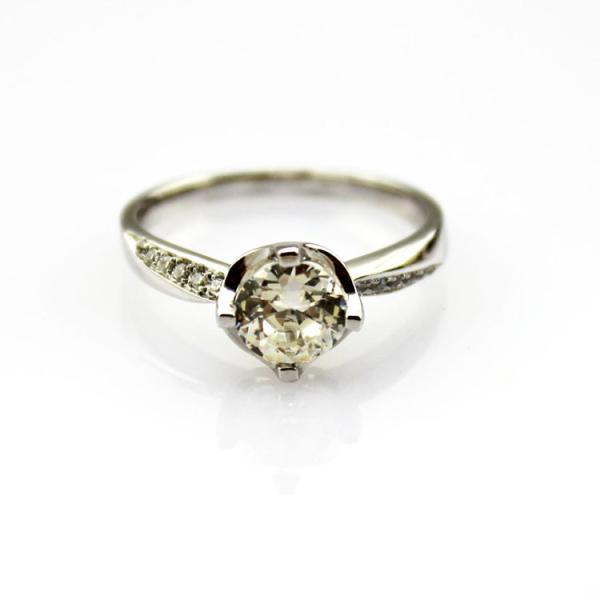 Sterling Silver Pave CZ Diamonds Engagement Ring (AA007)