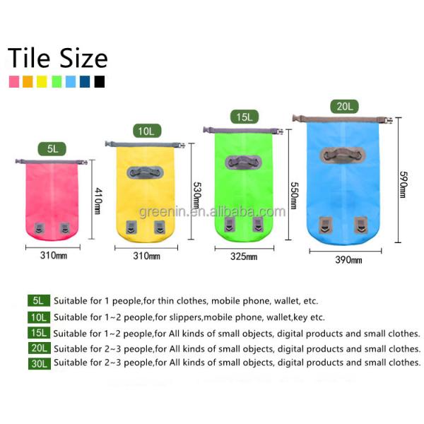 2022 New Design 15L PVC Tarpaulin Waterproof Bag Outdoor Dry Bag Camping Waterproof Backpack