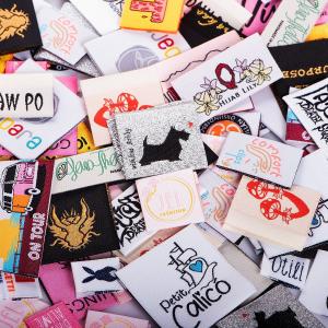 China Garment Tags And Labels 100% Polyester Fabric Woven Labels For Clothing on sale