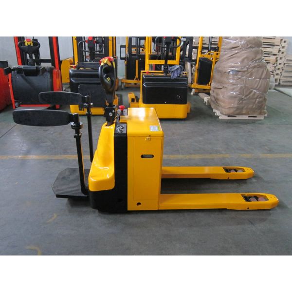 Stand On Type 2500kg Electric Pallet Truck Jack Forklift With Folding Platform