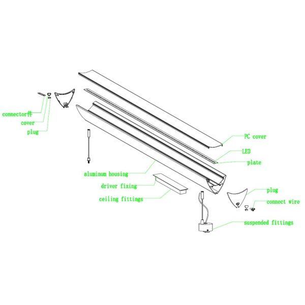 High quality aluminum pendant led linear light for office lighting CE RoHS