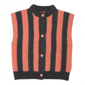 China Kids Wool Cotton Blend Striped Chunky Knitted Sweater Vest Button Down Cardigans Hand Knit Waistcoat wholesale