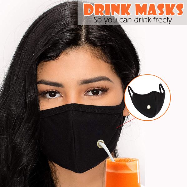 ready to ship new drink face mask with drink hole and opening for drinking