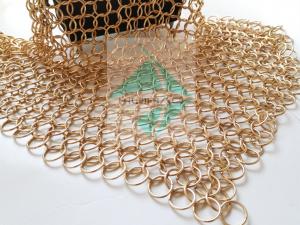China PVD Finshed Rose Gold Color Stainless Steel Metal Round Ring Weave Mesh Is For Window Curtain on sale