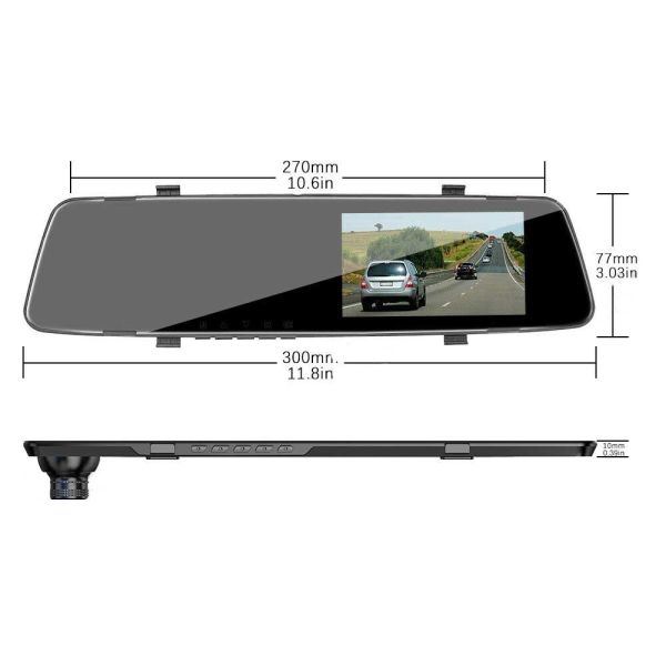 FHD 1080P Mini Parking Monitoring Rearview Mirror Car Recorder Dual Lens Camera 5V