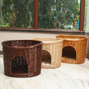 China Rattan Furniture Kennel Two Level Wicker Cat House With Cushion Original Color wholesale