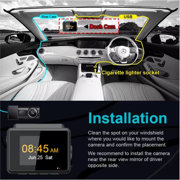 RGB AHD Dual Lens GPS Wifi Dash Cam With Speed And GPS Motion Detection