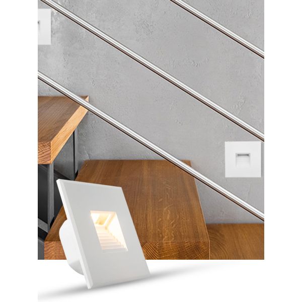 White Multiscene Recessed Stair Wall Lights Indoor Aluminum No Flicker