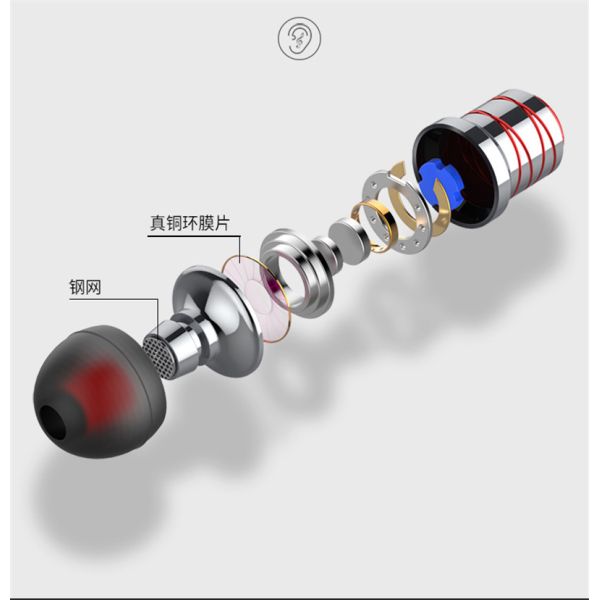 Impedance 16Ω with Metal Mircophone TPE Material HZD1811E and ring off playing stop and volume control earphone