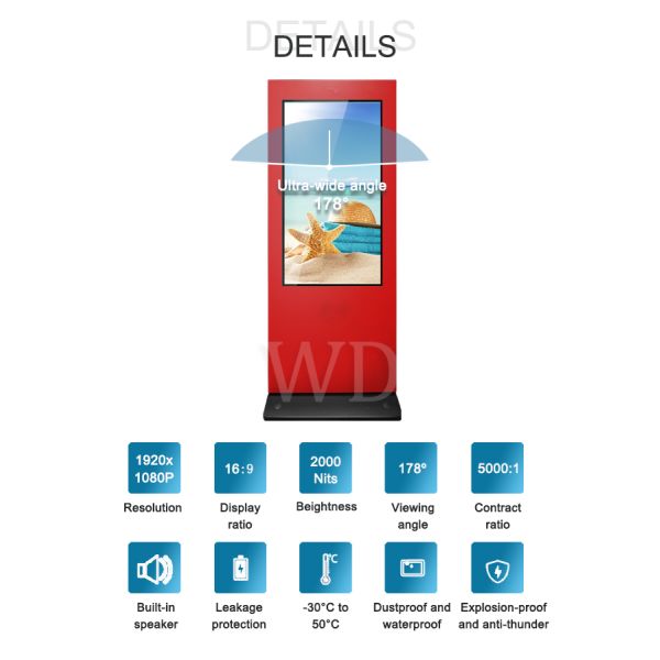 Video Image LCD display For Outside Sea beach Roadside Park Advertisement