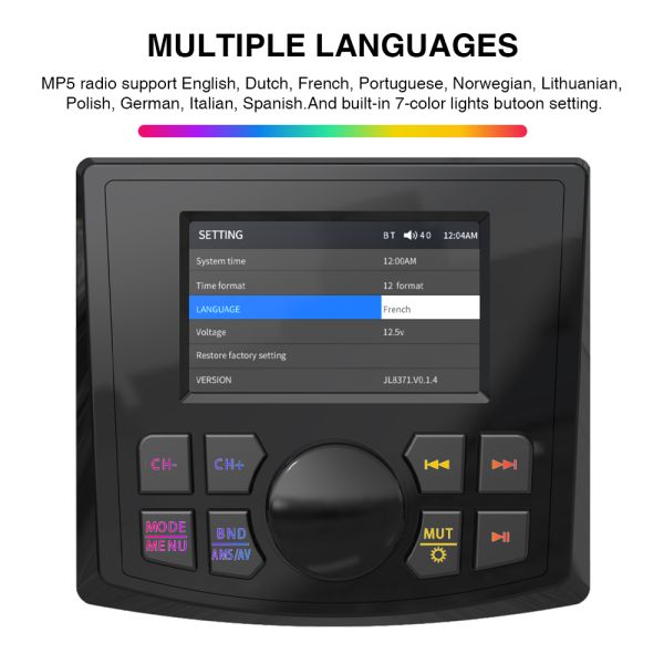 GRANDnavi Waterproof Marine Stereo AM FM USB Bluetooth Multimedia Portable Marine Radio