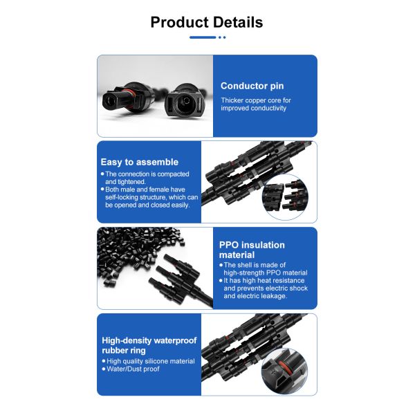 Waterproof IP67 Snap In PV Connectors Cable Female And Male