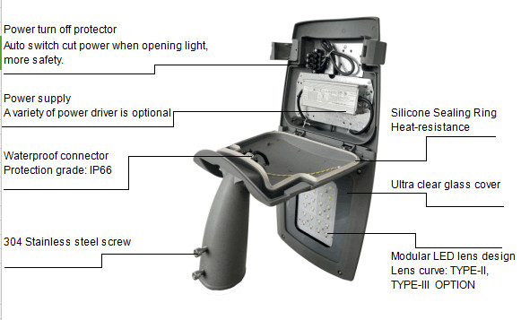 50mm 60mm Pole Die Casing WW Aluminum Led Street Light For Main Road