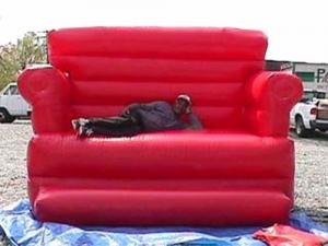 China Red Durable Pvc Tarpaulin Inflatable Sofa Air Bed Furniture , Inflatable Couch Furniture on sale