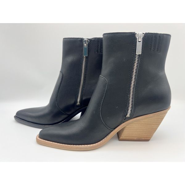 Solid wood spray paint high heels,black soft cow nappa leather womens dress boots,pointed toe ankle boots