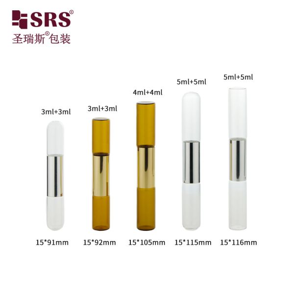 SGB2-3ml+3ml Clear Round Bottom Tube Vial Glass Roll On Nail Oil Bottle Packaging Wholesale