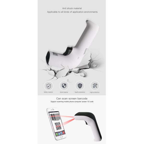 2D QR Bar Code Reader Bluetooth Wireless 2.4G Barcode Scanner With Charging Stand 2200mAh Battery