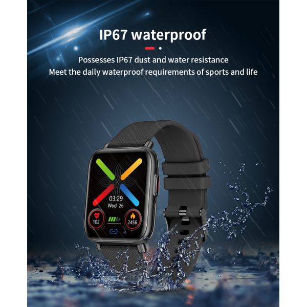 BLE5.0 P67 Waterproof Sports Smartwatch 1.69 Inch Sedentary Reminder