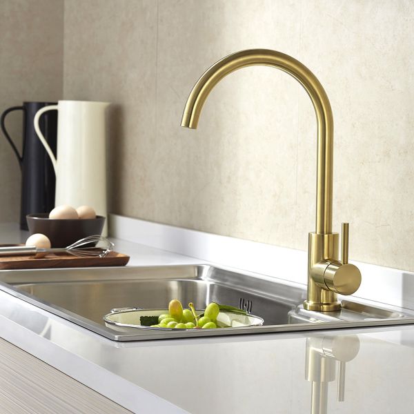 Saniary Ware Fittings Steel 304 Or 316 Body Kitchen Faucets Deck Mounted Single Hole Gold Color Faucet