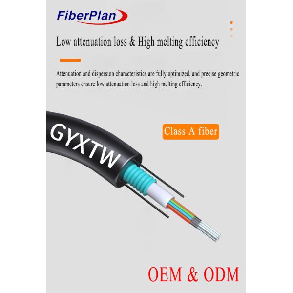 Outdoor Armored GYXTW G652D Singlemode 6 To 24 Core Fiber Optic Cable