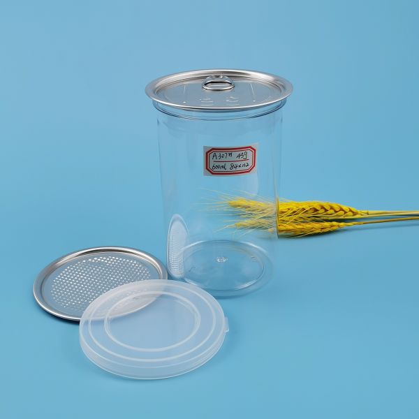 Quality 0.6l Transparent 43G Plastic Nuts Easy Open Food Can for sale