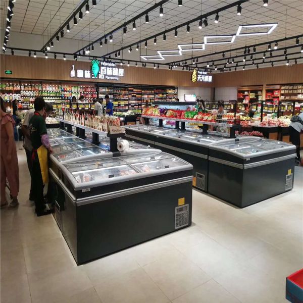Supermarket commercial combined island freezer showcase