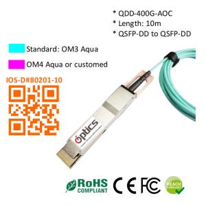 China QSFPDD-400G-AOC10M 400G QSFPDD to QSFPDD AOC (Active Optical Cable) Cables 10M 400G QSFP DD AOC wholesale