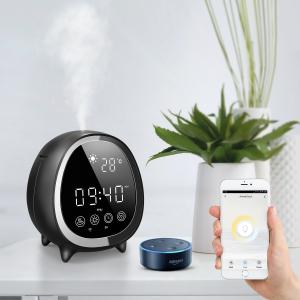 China Smart Home Ultrasonic Cool Mist Aromatherapy Essential Oil Diffuser with Touch Control Clock Weather Display wholesale