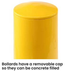 Yellow 1200mm Steel Safety Bollards Barriers Powder Coating Or Hot Dipped