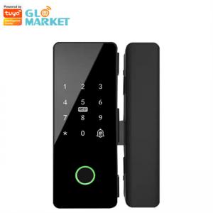 China Fingerprint Tuya APP Remote Smart Glass Door Lock BLE Eletronic Auto Locking With Doorbell wholesale