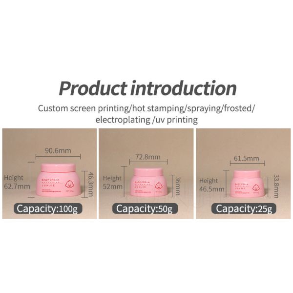 Ecofriendly Baby Cream Jar Cosmetic Pink Face Eye Plastic Jar 30ml 50ml 100ml Screw Cap Cosmetic Jars