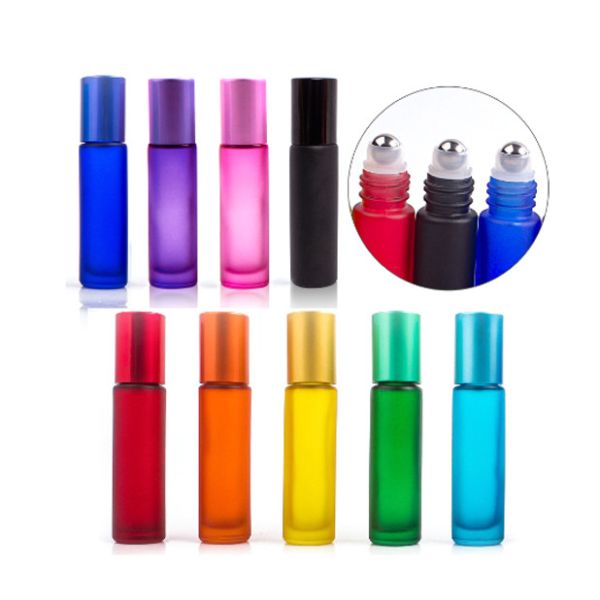 Round Empty Roller Glass Bottles Cosmetic Packaging Empty Essential Oil Roll On Bottles 10ml