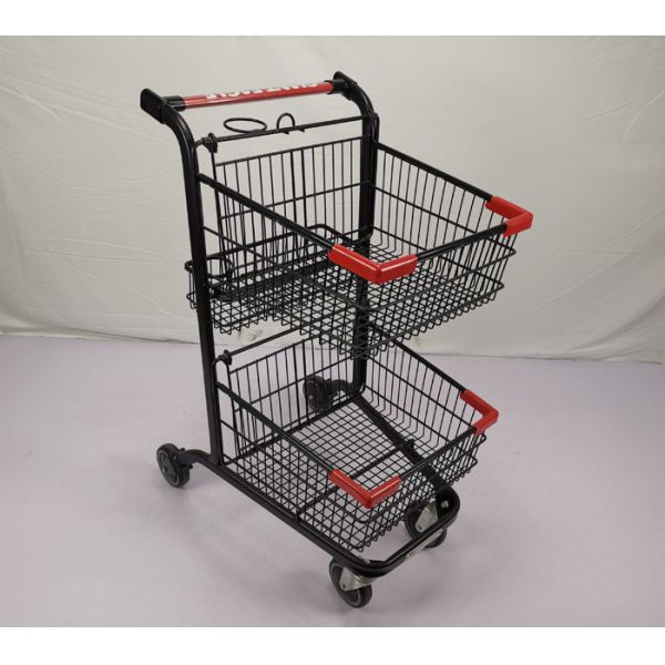 Three Basket 80L Shopping Basket Trolley Carbon Steel Q195 Metal Shopping Cart