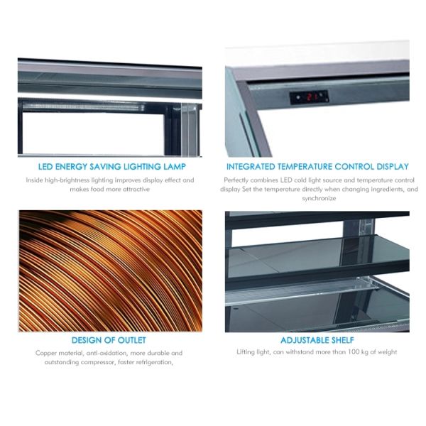 Portable 270L Refrigerated Cake Display Cabinets Deluxe Appearance With Marble Base with 900mm Length