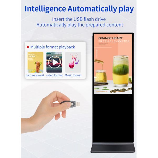 3840x2160 Digital Signage Vertical LCD AD Player 65in Android OS