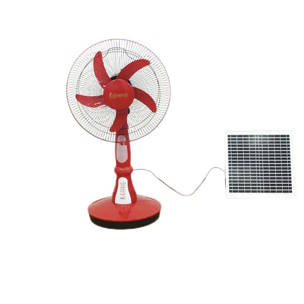 High-quality 12v DC desk fan solar rechargeable table fan with charging battery and led lamp