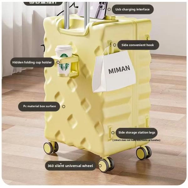 Aluminum Trolley Simple Luxury Modern Large Suitcase Dark Black 360° Spinner Wheels TSA Lock Oversized Check-In Bag for Business Light Weight