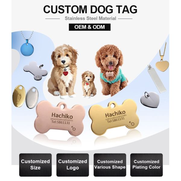 Engraved Pet Tags Dog ID Tag Ring 2D Easy To Use With QR Code Laser