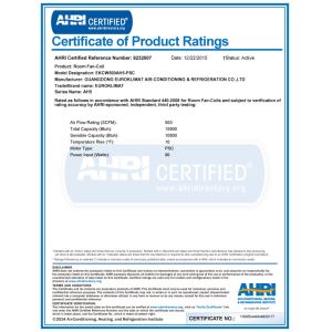 Guangdong EuroKlimat Air-Conditioning & Refrigeration Co., Ltd Certifications