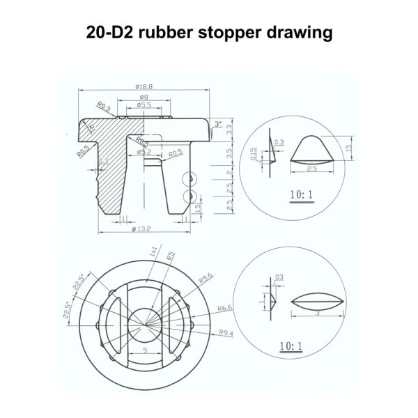 Custom 20mm 20-D2 Medical Butyl Rubber Stopper