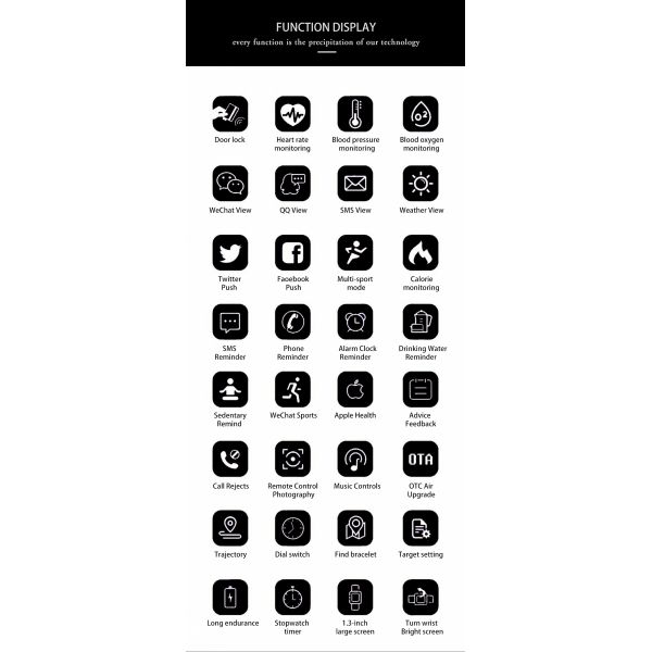 Steel 202 Health Monitoring Smartwatch 260 MM Zinc alloy glass body temperature wristband