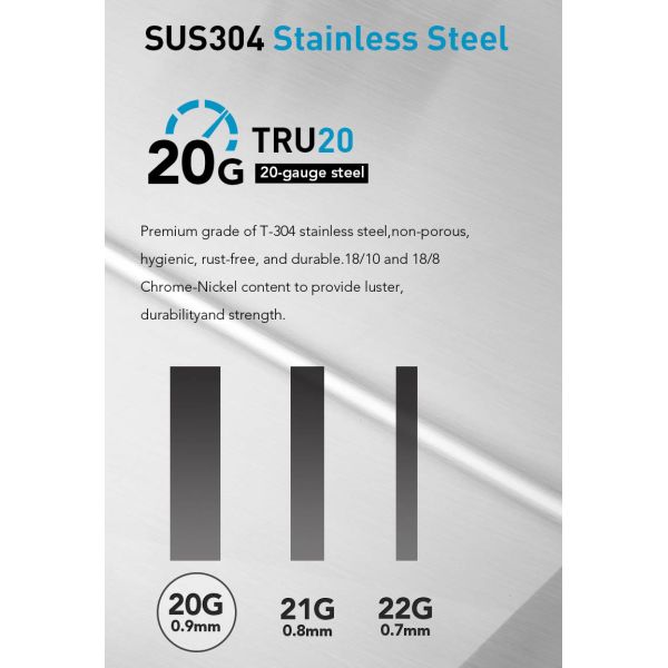 Top Mount SUS304 Single Bowl Drop In Kitchen Sink 20 Gauge With Satin Polished Finish