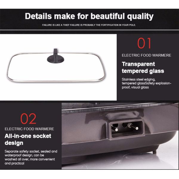 1600W Electric Grills Griddles Skillets Anti Scalding Edging