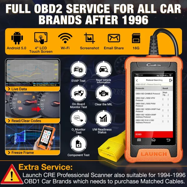 LAUNCH X431 Elite Car Full System Diagnostic Tools Auto OBD OBD2 Scanner Active Test ECU Coding Multilingual Free Update
