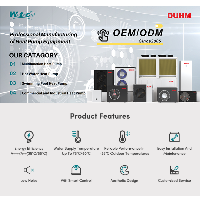 Wifi Control 3 Phase Air Source Heat Pump R32 Inverter Water Heater 22kw For House Heating