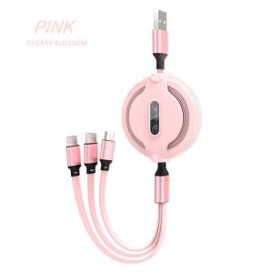 China Retractable 3 In 1 USB 2.0 Charging Cable Extendable Data Transfer wholesale