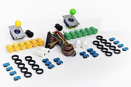 USD20.95---Joystick pack,2 joysticks and 18 push buttons yellow and green color